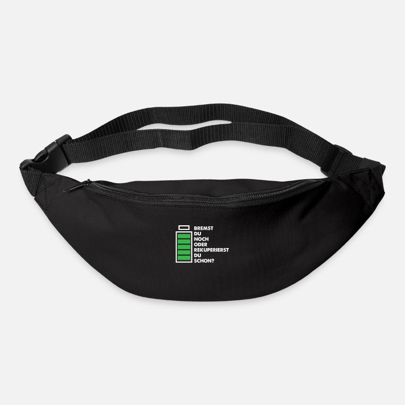 Elektroauto E-Auto Akku Rekuperieren Geschenk - Gürteltasche - Schwarz