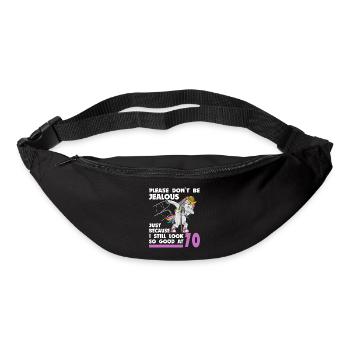 70th birthday 70 years unicorn with rollator stick - Bum bag - black - Front