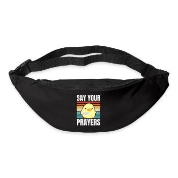 Dites vos prières mignon canard avec couteau meme poulet - Sac banane - noir - Devant