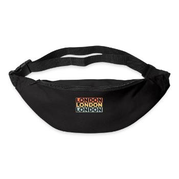 Vintage London Souvenir - Retro Streifen London - Gürteltasche - Schwarz - Vorne