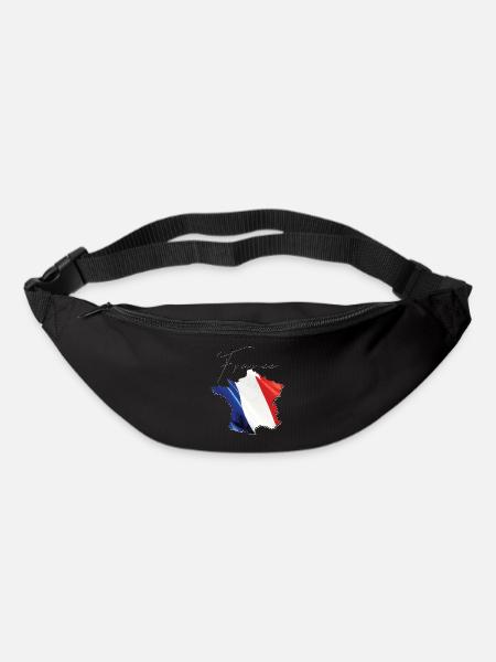 Drapeau de la France sur la carte de la France FR - Sac banane - noir