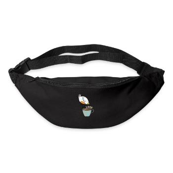 Lark sleep type early riser bird with coffee - Bum bag - black - Front