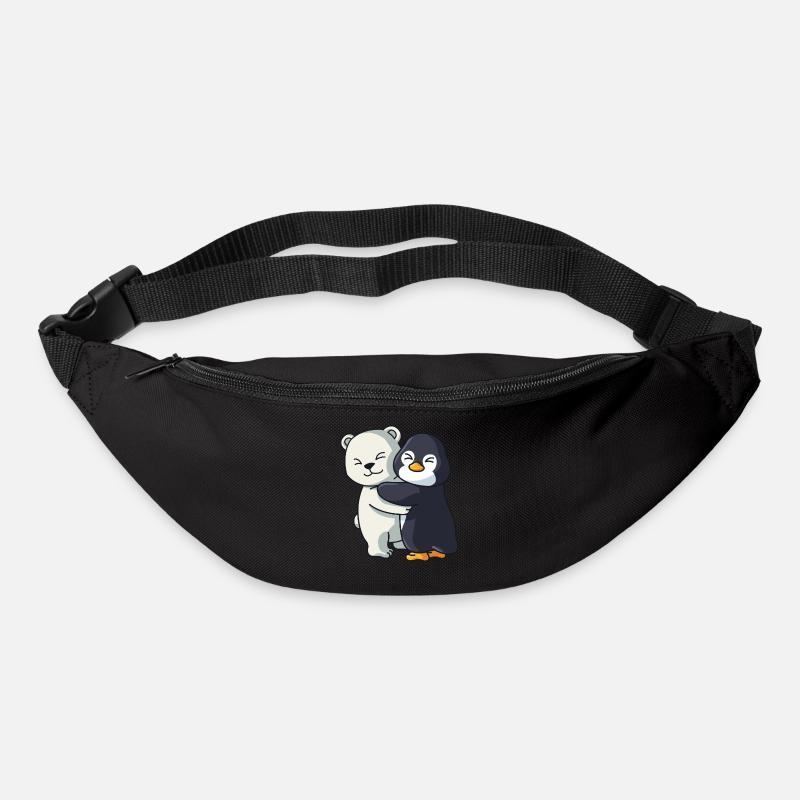 Polar bear and Penguin cute Hug Cuddle Animals - Bum bag - black
