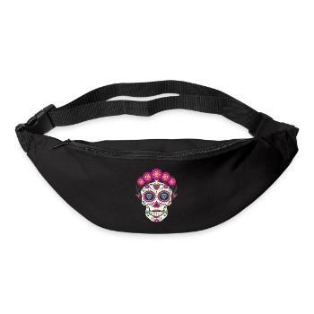 crane floral dia de los muertos - Sac banane - noir - Devant