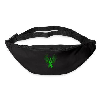 Winged green ribbon liver cancer awareness - Bum bag - black - Front