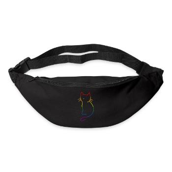 Katze LGBT Bunt Gay Pride Regenbogen Valentin - Gürteltasche - Schwarz - Vorne