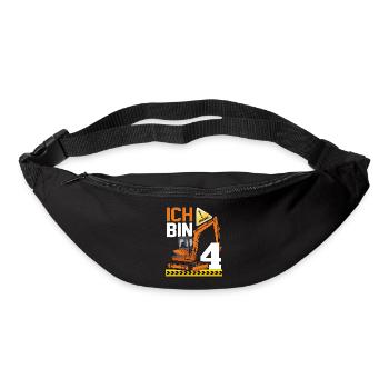 4. Geburtstag Achtung Ich Bin 4 Bagger Baustelle - Gürteltasche - Schwarz - Vorne