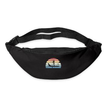 Retro Paddleboarding Mädchen mit Hund Sonnenuntergang Geschenk - Gürteltasche - Schwarz - Vorne