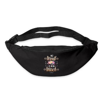 Damen Trachtenshirt Mei Dirndl is in da Wäsch - Gürteltasche - Schwarz - Vorne