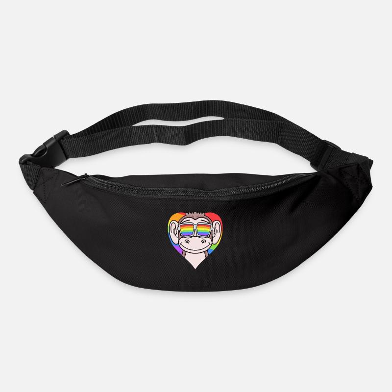 LGBT Herz mit Affe Regenbogen - Gürteltasche - Schwarz
