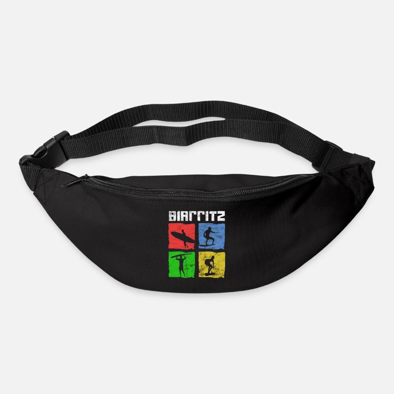 Surf pour surfeurs Vintage Biarritz Idée cadeau - Sac banane - noir