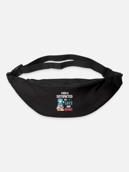 Easily Distracted By Cats and Books for Cat Book - Sac banane - noir