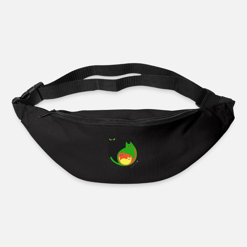 Runde farbige Katzen Abbildung - Gürteltasche - Schwarz