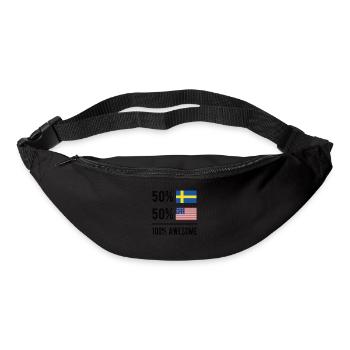 Moitié suédois moitié américain Usa Suède Drapeau - Sac banane - noir - Devant