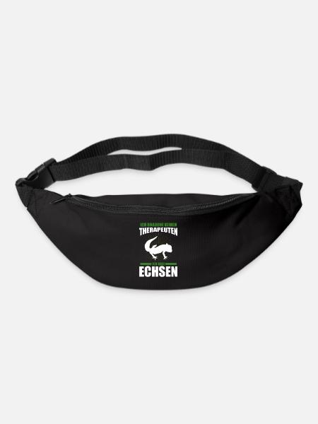 Ich brauche keine Therapeuten ich habe eine Echse - Gürteltasche - Schwarz