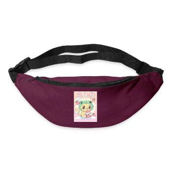Japanese Aesthetic Kawaii Katze Frog Erdbeermilch - Gürteltasche - Burgunderrot - Vorne
