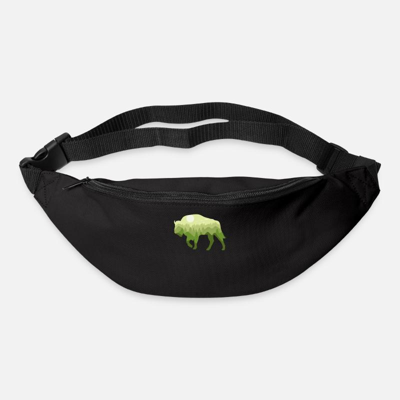 Bison Wisent Wald Natur Landschaft Geschenk - Gürteltasche - Schwarz