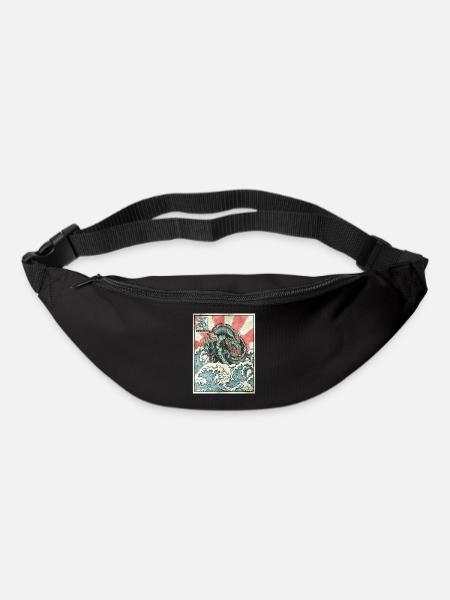 Dragon Kanagawa Wave Stamp Esthétique japonaise - Sac banane - noir