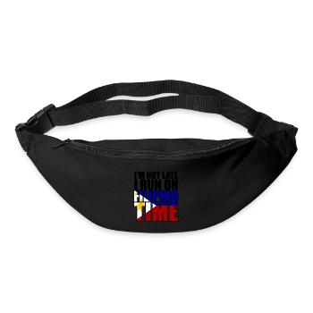 Je ne suis pas en retard Je cours sur Filipino Time 2 - Sac banane - noir - Devant