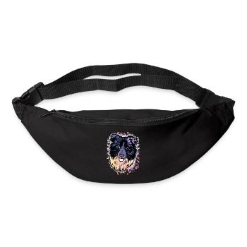 Border Collie éclaboussures de couleur - Sac banane - noir - Devant