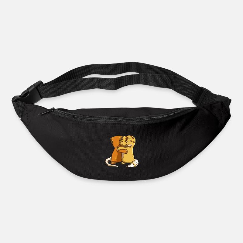 Leopardgecko umarmt Kronengecko - Gürteltasche - Schwarz