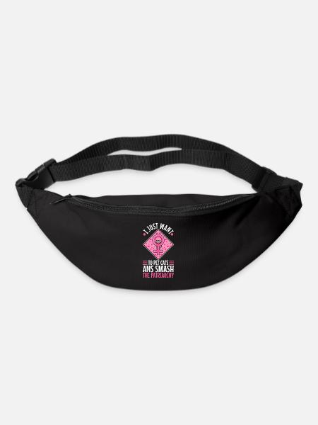 I just want to pet cats and smash the patriarchy - Gürteltasche - Schwarz
