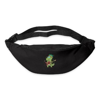Kleiner T-Rex Dino spielt Rockgitarre - Gürteltasche - Schwarz - Vorne