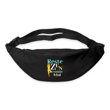 Yoga humour- Reste zen comme moi - Sac banane - noir - Devant