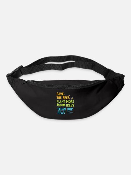 Save The Bees Plant More Trees Clean Seas - Sac banane - noir