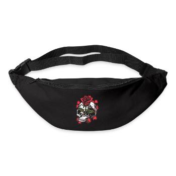 Bullets and Skull Roses Aesthetic Dripping Pattern - Bum bag - black - Front