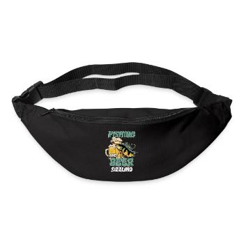 Pêche et bières sifflement pêche Mot à la ligne - Sac banane - noir - Devant