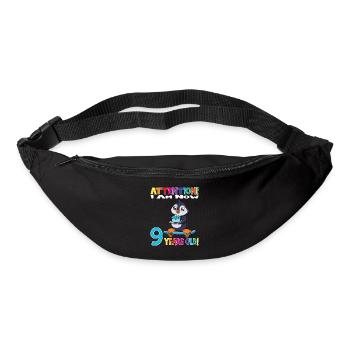 Anniversaire pingouin J’ai maintenant 9 ans - Sac banane - noir - Devant