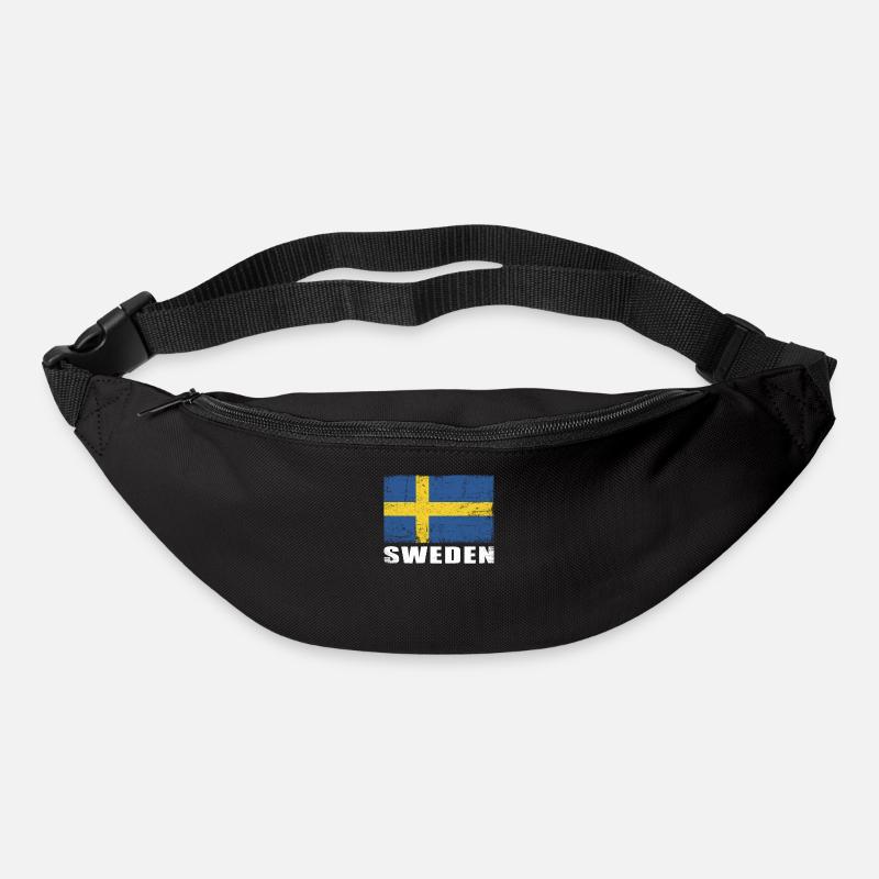 Drapeau de la Suède Grunge Drapeau de la Suède - Sac banane - noir