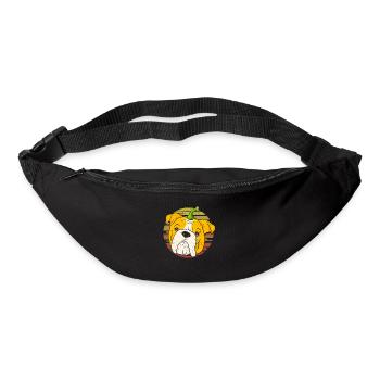 Englische Bulldogge Kürbis Halloween Thanksgiving - Gürteltasche - Schwarz - Vorne