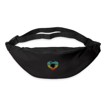 J’adore la batterie et la batterie rétro coeur - Sac banane - noir - Devant