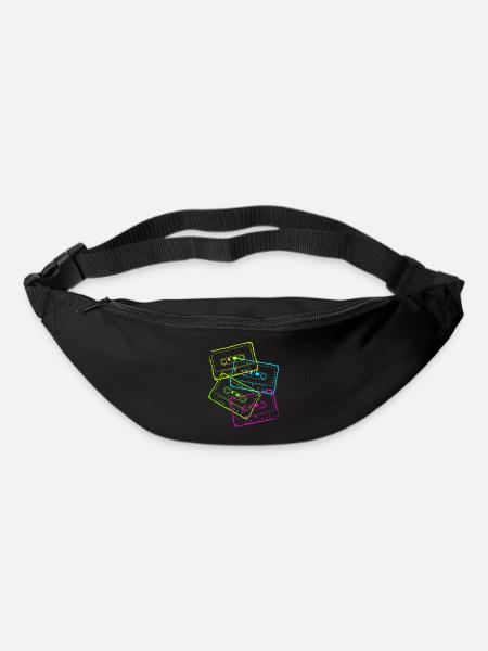 Cassettes audio 80s 80s costume de fête - Sac banane - noir
