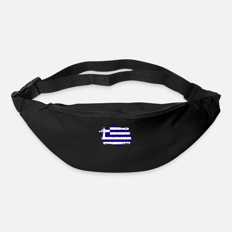 Grèce Drapeau Grunge Grèce Drapeau - Sac banane - noir