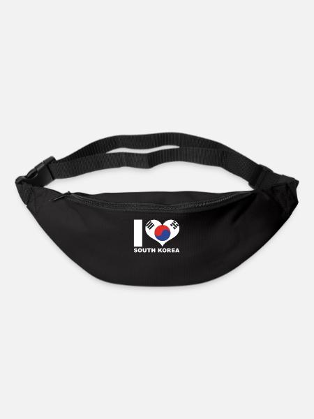 J’adore le drapeau du cœur de la Corée du Sud La Corée du Sud - Sac banane - noir