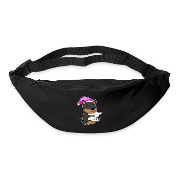 Chien Nain Pinscher avec oreiller et bonnet de couchage - Sac banane - noir - Devant