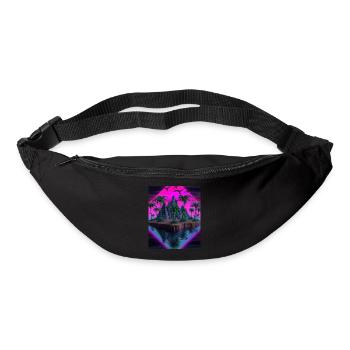 Vaporwave Esthétique Tropical Island Palm Mountains - Sac banane - noir - Devant