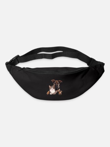 Süßes Hundebaby und Katzenbaby - Gürteltasche - Schwarz