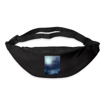 Neblige Naturlandschaft Vollmond Und Fledermäuse - Gürteltasche - Schwarz - Vorne