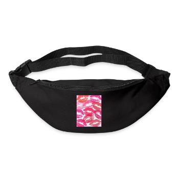 Coquette Esthétique Pink Kisses Valentines Day Lèvres - Sac banane - noir - Devant