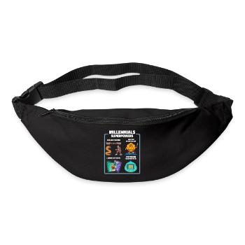 Funny Millennial Nerdy Old Skool Hobbies Cartoon - Bum bag - black - Front