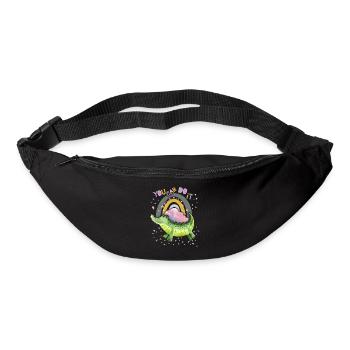 Lustiges-Krokodil Motivationsspruch mit Regenbogen - Gürteltasche - Schwarz - Vorne