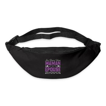 J'ai deux titres maman et épouse. Cadeau Maman - Sac banane - noir - Devant