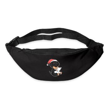 Teckel chien Noël sommeil fatigué - Sac banane - noir - Devant