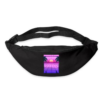 Vaporwave Sun Synthwave Sunset Palms - Bum bag - black - Front