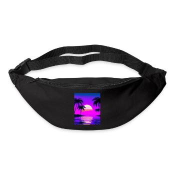 Vaporwave Sun Synthwave Sunset Palms - Bum bag - black - Front