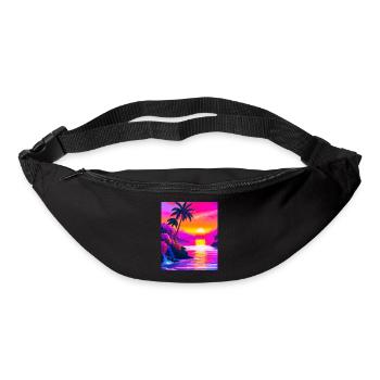Synthwave Sun Hawaii Vaporwave Aesthetic - Bum bag - black - Front